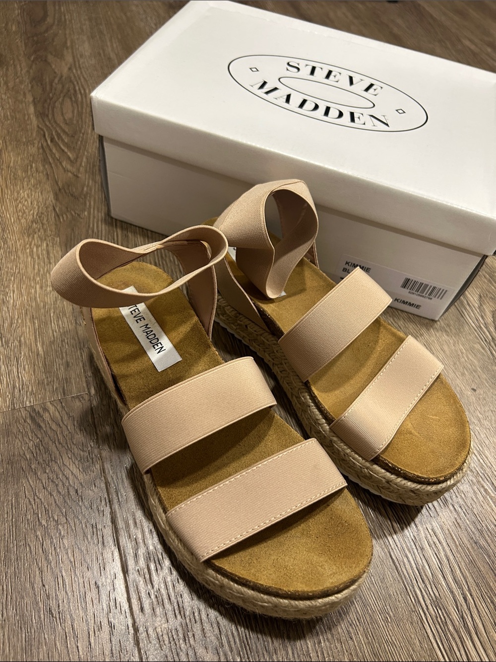 Steve Madden Nude/Tan Platform Espadrille Sandal with Elastic Straps - Picture 4 of 7